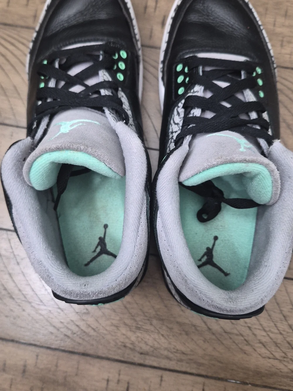 Air Jordan Retro 3 Black/Light Mint Elephant Print
